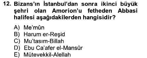 Bizans Tarihi 2012-2013 Ara Sınav - 12. soru