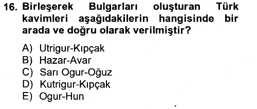 Bizans Tarihi 2012-2013 Ara Sınav - 16. soru