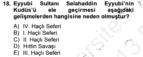 Bizans Tarihi 2012-2013 Ara Sınav - 18. soru