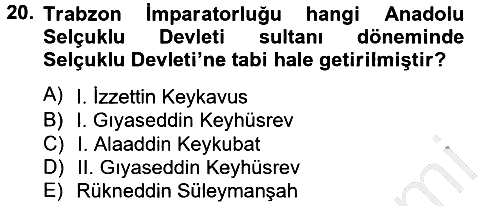 Bizans Tarihi 2012-2013 Ara Sınav - 20. soru