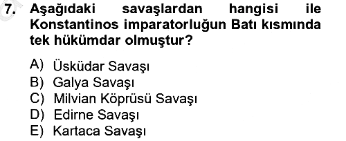 Bizans Tarihi 2013-2014 Ara Sınav - 7. soru