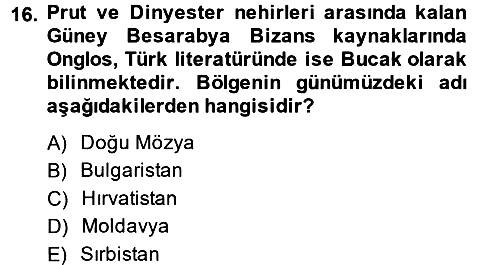 Bizans Tarihi 2013-2014 Ara Sınav - 16. soru