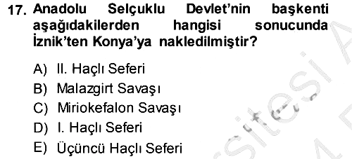 Bizans Tarihi 2013-2014 Ara Sınav - 17. soru