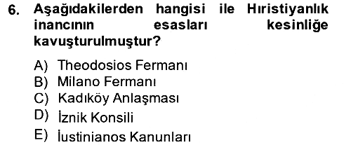 Bizans Tarihi 2014-2015 Ara Sınav - 6. soru