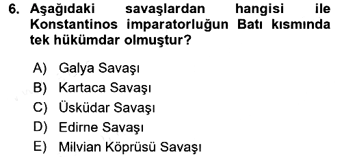Bizans Tarihi 2015-2016 Ara Sınav - 6. soru