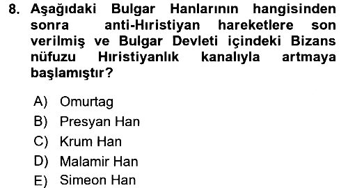 Bizans Tarihi 2015-2016 Ara Sınav - 8. soru