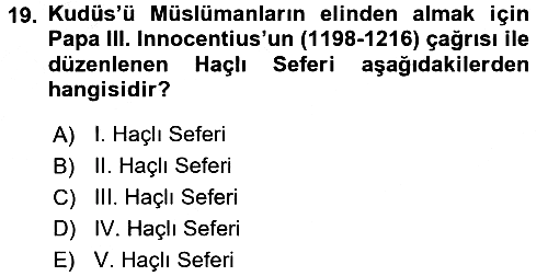 Bizans Tarihi 2016-2017 Ara Sınav - 19. soru