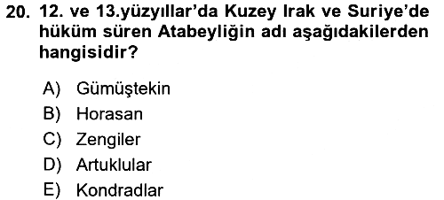 Bizans Tarihi 2016-2017 Ara Sınav - 20. soru