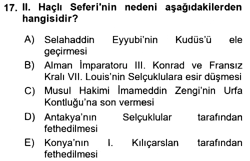 Bizans Tarihi 2017-2018 Ara Sınav - 17. soru