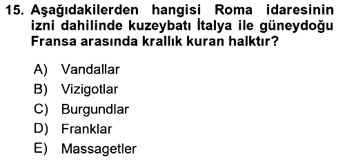 Bizans Tarihi 2024-2025 Ara Sınav - 15. soru