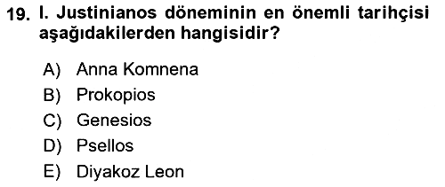 Bizans Tarihi 2024-2025 Ara Sınav - 19. soru