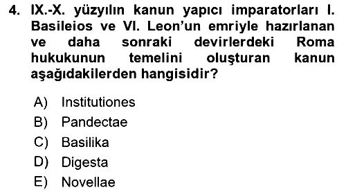 Bizans Tarihi 2025-2026 Ara Sınav - 4. soru