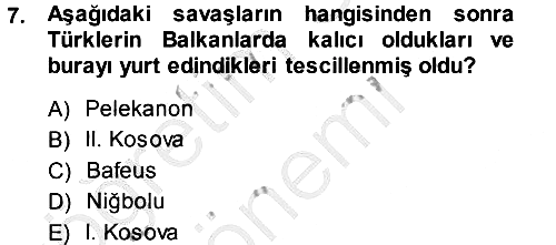 Bizans Tarihi 2013-2014 Dönem Sonu Sınavı - 7. soru
