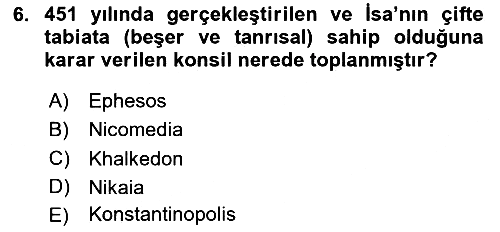Bizans Tarihi 2024-2025 Yaz Okulu Sınavı - 6. soru
