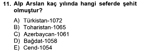 Büyük Selçuklu Tarihi 2012-2013 Ara Sınav - 11. soru