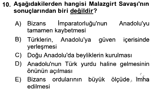 Büyük Selçuklu Tarihi 2016-2017 Ara Sınav - 10. soru