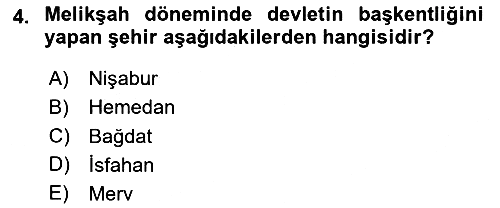 Büyük Selçuklu Tarihi 2023-2024 Ara Sınav - 4. soru