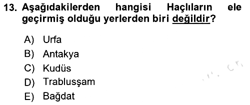 Büyük Selçuklu Tarihi 2024-2025 Ara Sınav - 13. soru