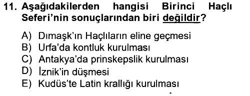 Büyük Selçuklu Tarihi 2012-2013 Dönem Sonu Sınavı - 11. soru