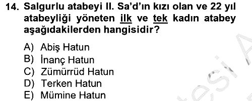 Büyük Selçuklu Tarihi 2012-2013 Dönem Sonu Sınavı - 14. soru