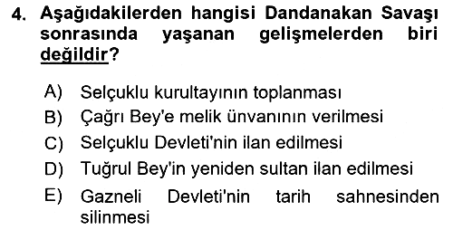 Büyük Selçuklu Tarihi 2023-2024 Dönem Sonu Sınavı - 4. soru