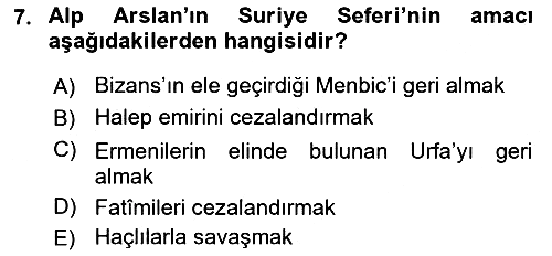 Büyük Selçuklu Tarihi 2022-2023 Yaz Okulu Sınavı - 7. soru