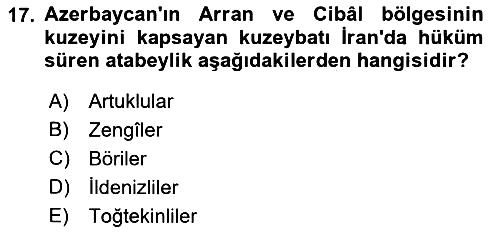 Büyük Selçuklu Tarihi 2022-2023 Yaz Okulu Sınavı - 17. soru