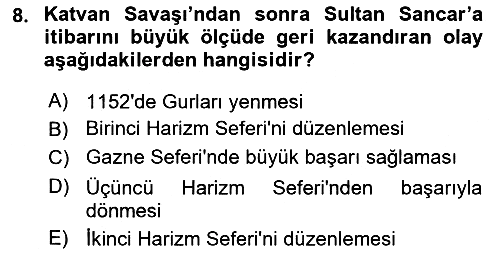 Büyük Selçuklu Tarihi 2020-2021 Yaz Okulu Sınavı - 8. soru