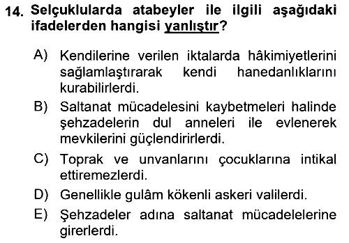 Büyük Selçuklu Tarihi 2020-2021 Yaz Okulu Sınavı - 14. soru