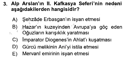 Büyük Selçuklu Tarihi 2024-2025 Yaz Okulu Sınavı - 3. soru