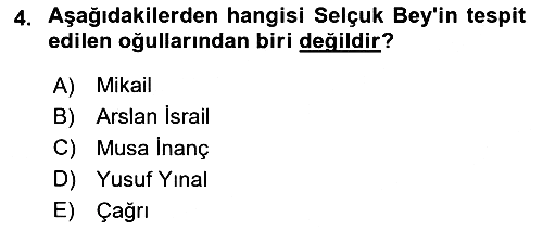 Büyük Selçuklu Tarihi 2024-2025 Yaz Okulu Sınavı - 4. soru