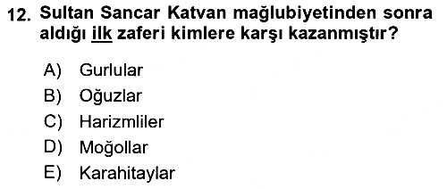 Büyük Selçuklu Tarihi 2024-2025 Yaz Okulu Sınavı - 12. soru