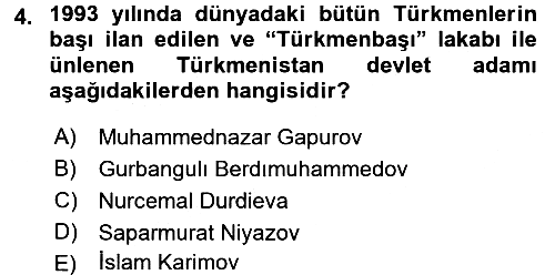 Çağdaş Türk Dünyası 2016-2017 3 Ders Sınavı - 4. soru