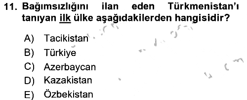 Çağdaş Türk Dünyası 2016-2017 3 Ders Sınavı - 11. soru