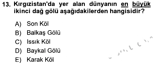 Çağdaş Türk Dünyası 2016-2017 3 Ders Sınavı - 13. soru