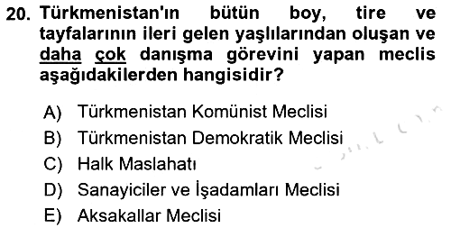 Çağdaş Türk Dünyası 2018-2019 3 Ders Sınavı - 20. soru
