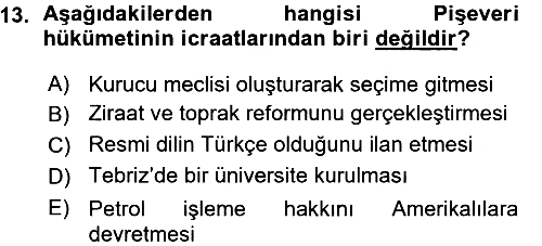 Çağdaş Türk Dünyası 2015-2016 Ara Sınav - 13. soru