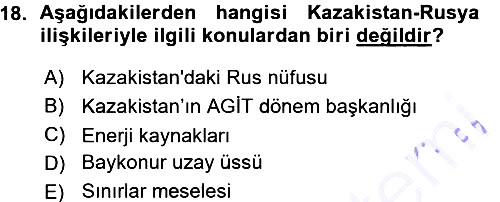 Çağdaş Türk Dünyası 2015-2016 Ara Sınav - 18. soru