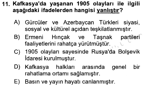 Çağdaş Türk Dünyası 2016-2017 Ara Sınav - 11. soru