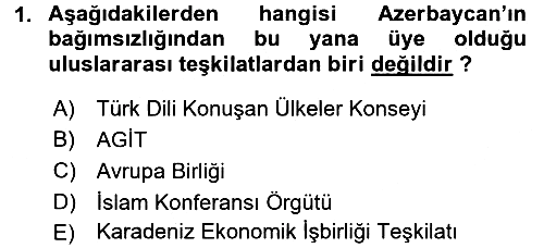 Çağdaş Türk Dünyası 2017-2018 Ara Sınav - 1. soru