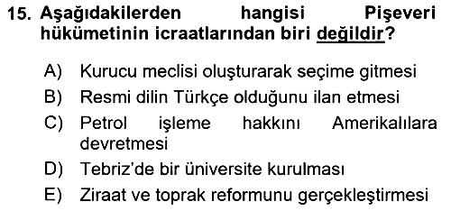 Çağdaş Türk Dünyası 2019-2020 Ara Sınav - 15. soru