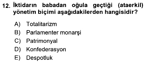 Çağdaş Türk Dünyası 2021-2022 Ara Sınav - 12. soru