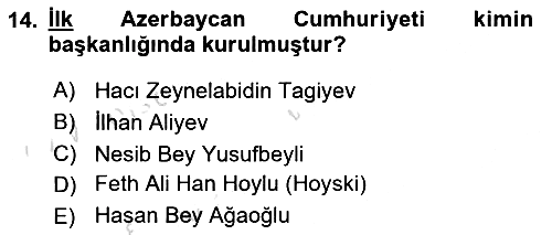 Çağdaş Türk Dünyası 2021-2022 Ara Sınav - 14. soru