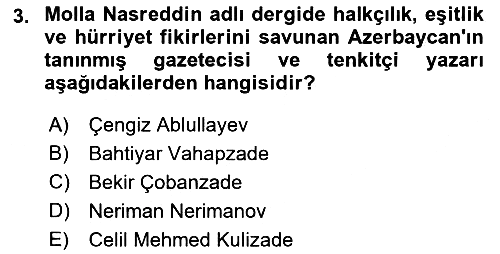 Çağdaş Türk Dünyası 2022-2023 Ara Sınav - 3. soru