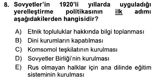 Çağdaş Türk Dünyası 2022-2023 Ara Sınav - 8. soru