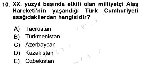 Çağdaş Türk Dünyası 2022-2023 Ara Sınav - 10. soru