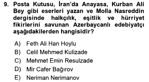 Çağdaş Türk Dünyası 2024-2025 Ara Sınav - 9. soru
