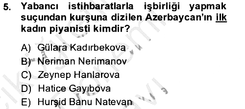 Çağdaş Türk Dünyası 2014-2015 Dönem Sonu Sınavı - 5. soru