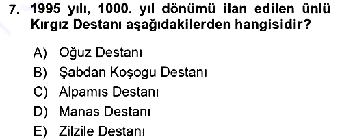 Çağdaş Türk Dünyası 2015-2016 Dönem Sonu Sınavı - 7. soru