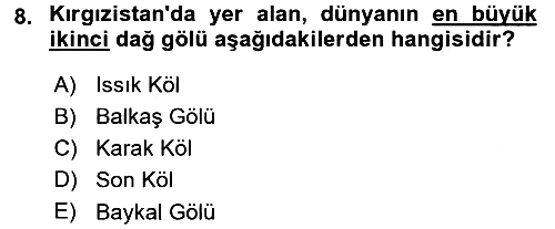 Çağdaş Türk Dünyası 2015-2016 Dönem Sonu Sınavı - 8. soru